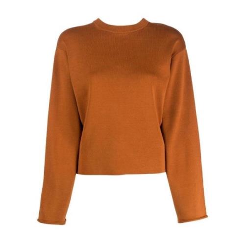 Brun Silke Bomuld Langærmet Sweater