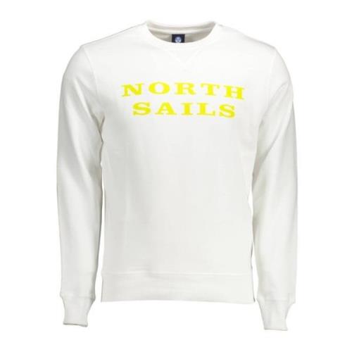 Hvid Langærmet Crewneck Sweatshirt med Print