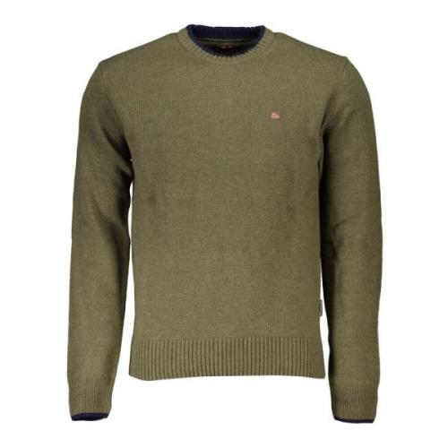 Grøn Langærmet Sweater med Broderi