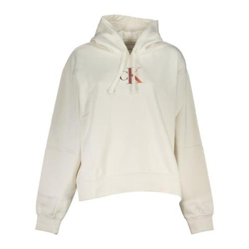 Hoodie med Logo Print, Hvid