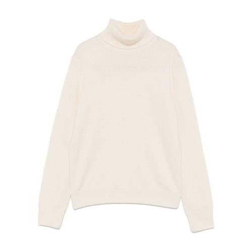 Hvid Strikket Rullekrave Sweater