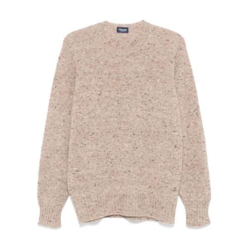 Beige Uld-Kashmir Sweater Rund Hals