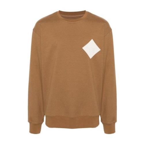 Brun Bouclé Sweater med Logo Patch