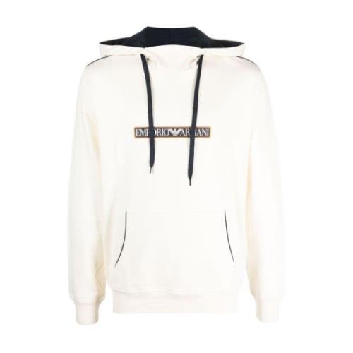 Logo Bomuld Hoodie i Beige