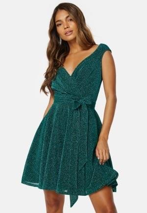 Goddiva Lurex Skater Dress Emerald XL (UK16)