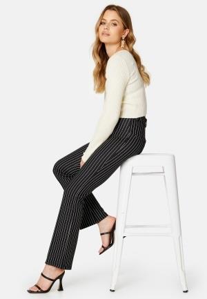BUBBLEROOM Idarina soft flared suit trousers Black / Striped S