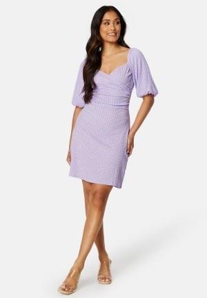 BUBBLEROOM Nandita wrap dress Lilac / Checked M