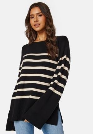 BUBBLEROOM Oversized Striped Knitted Sweater Black/Striped S