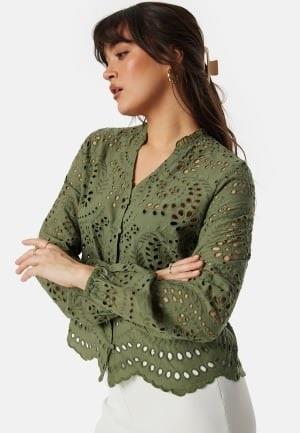 ONLY Onlbine Lalisa Emb Top Olive Green L