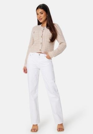 BUBBLEROOM Button Knitted Jacket Light beige/White XL