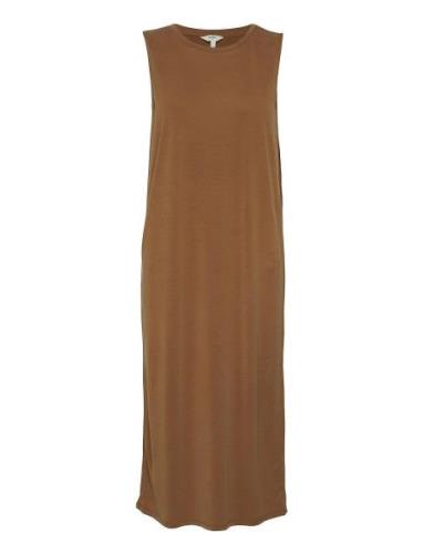 Objannie S/L Dress Maxikjole Festkjole Brown Object