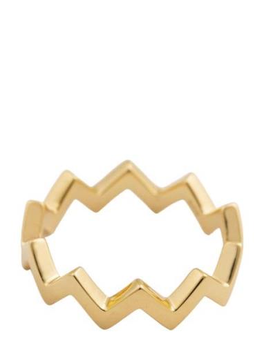 Strict Plain Zigzag Ring Gold Ring Smykker Gold Syster P