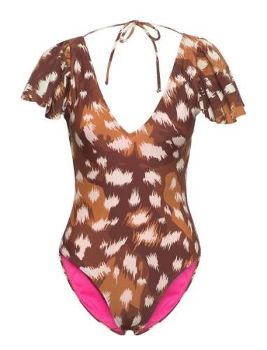 W. Frilly Swimsuit Badedragt Badetøj Multi/patterned Svea