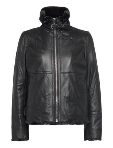 Alice Leather Bomber Jacket Læderjakke Skindjakke Black Jofama