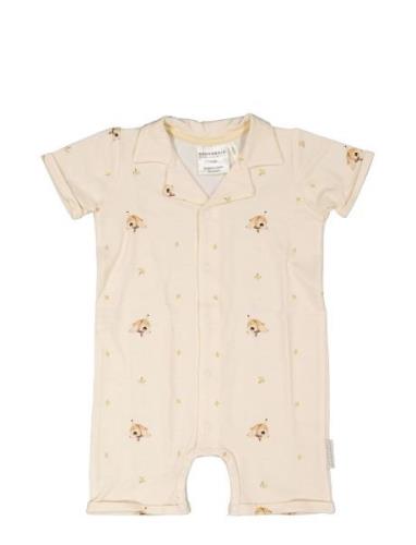 Geggamoja X Mrs Mighetto Bamboo Suit Bodysuits Short-sleeved Beige Geg...