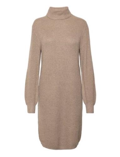 Objmalena L/S Rollneck Dress Kort Kjole Beige Object