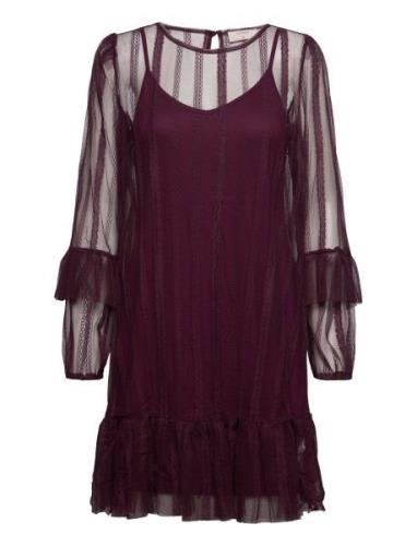 Crflake Mesh Dress - Kim Fit Kort Kjole Burgundy Cream