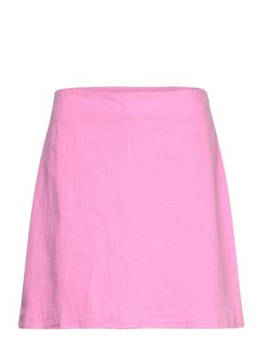 Linen Blend Skirt Kort Nederdel Pink Gina Tricot