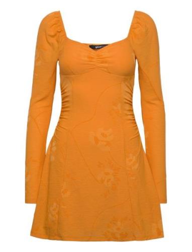 Jacquard Mini Dress Kort Kjole Orange Gina Tricot