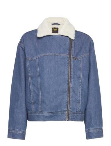 Sherpa Moto Jkt Jakke Denimjakke Blue Lee Jeans