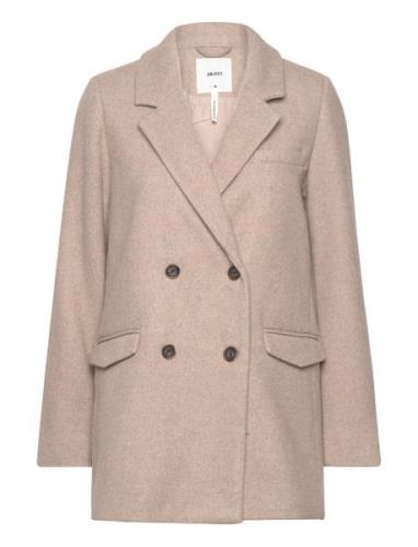 Objblaza Le Jacket Noos Uldjakke Jakke Beige Object