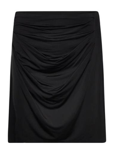 Cupro Skirt Kort Nederdel Black Rosemunde