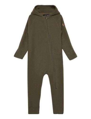 Wool Baby Suit W Ears Jumpsuit Khaki Green Mikk-line