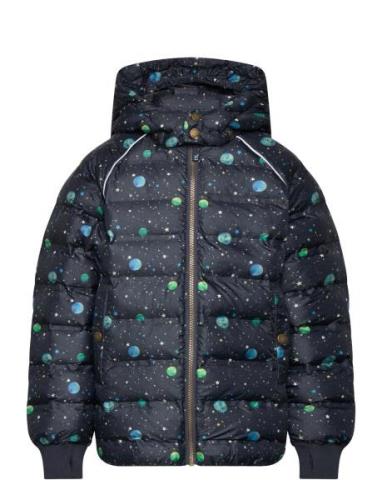 Puffer Jacket Aop Rec. Foret Jakke Navy Mikk-line