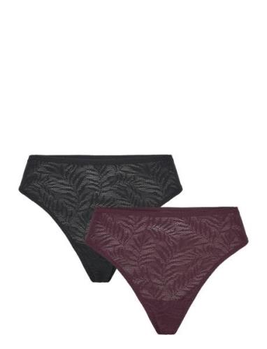 Brief Thong Reg Supersoft 2 P G-streng Undertøj Burgundy Lindex