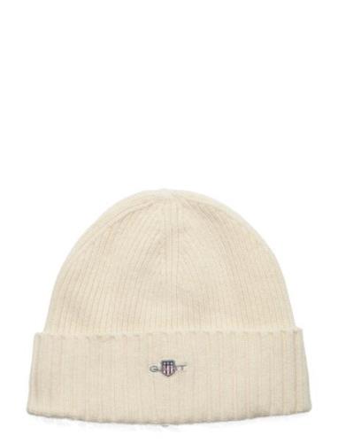 Unisex. Shield Wool Beanie Accessories Headwear Beanies Cream GANT