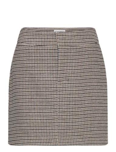 Skirt Tuva Check Kort Nederdel Brown Lindex