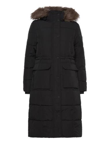 Everest Longline Puffer Coat Foret Jakke Black Superdry