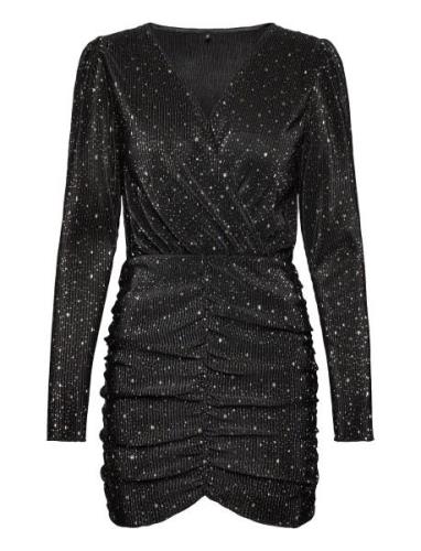 Onlnelly L/S Shine Wrap Dress Cs Jrs Kort Kjole Black ONLY