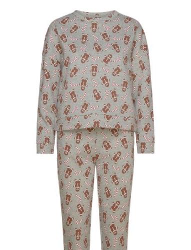 Pcxmas Chilli Sweat Set Jrs Bc Pyjamas Nattøj Grey Pieces