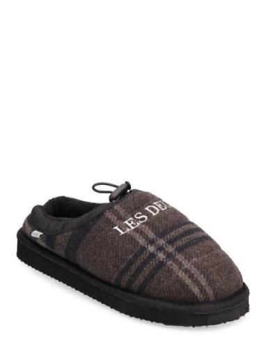 Trey Wool Check Slipper Slippers Hjemmesko Brown Les Deux