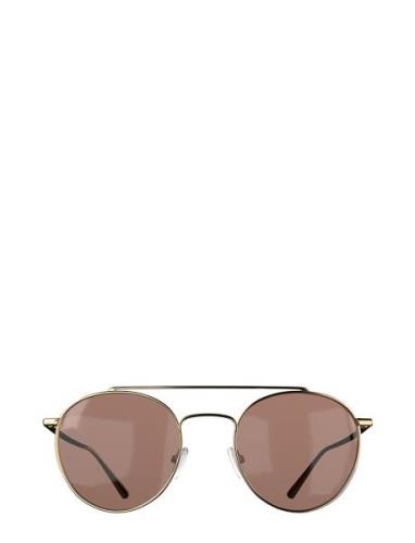 Lori Gold Brown Pilotbriller Solbriller Gold Corlin Eyewear