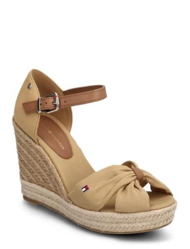 Basic Open Toe High Wedge Sko Med Kilehæl Khaki Green Tommy Hilfiger