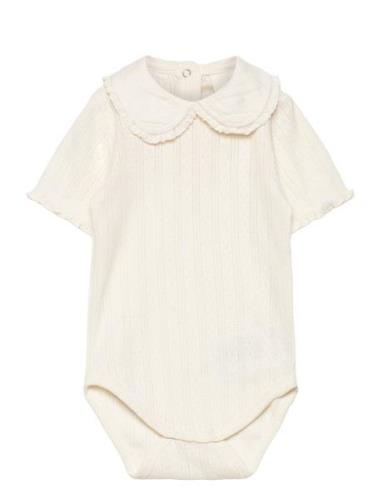 Body Ss Pointelle Bodies Short-sleeved Cream En Fant