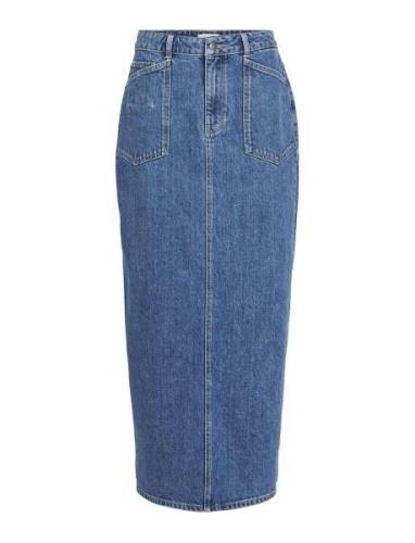 Objthylane Long Denim Skirt 131 Div Pencilnederdel Nederdel Blue Objec...