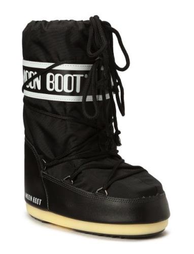 Mb Moon Boot Nylon Vinterstøvler Med Snøre Black Moon Boot