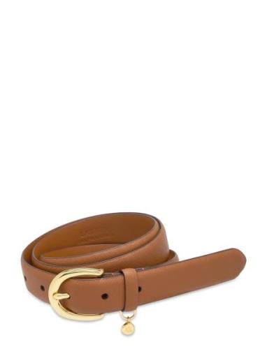 Charm Crosshatch Leather Belt Bælte Brown Lauren Ralph Lauren