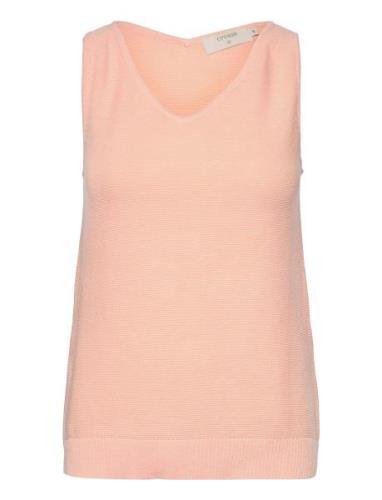 Crsillar Knit Top Vests Knitted Vests Pink Cream