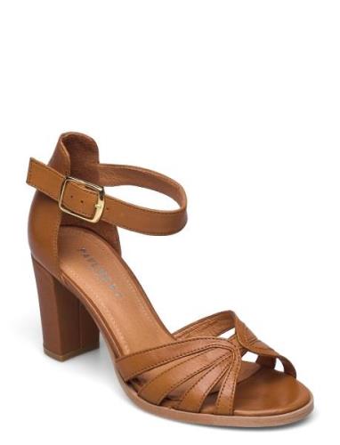 Gillian Leather Sandal Med Hæl Brown Pavement