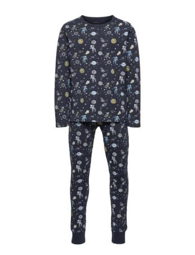 Nkmnightset Dark Sapphire Space Noos Pyjamassæt Blue Name It