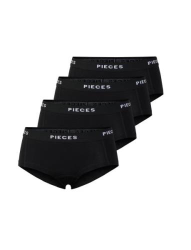 Pclogo Lady 4 Pack Solid Noos Bc Hipsters Undertøj Black Pieces