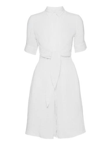 Linen Shirtdress Knælang Kjole White Lauren Ralph Lauren