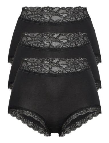 Brief 3 Pack Emelie Lace High Hipsters Undertøj Black Lindex