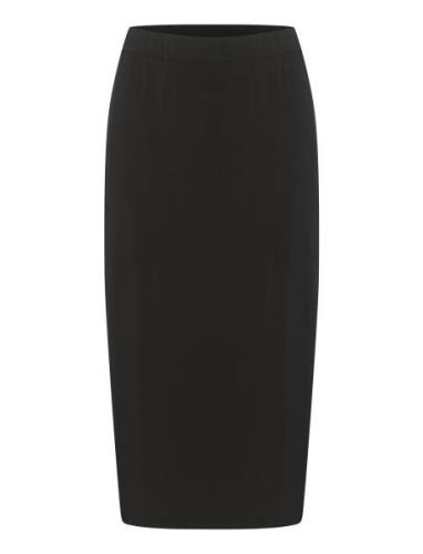 Kamalli Jersey Skirt Knælang Nederdel Black Kaffe