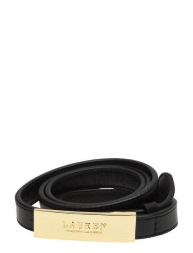 Logo Leather Skinny Belt Bælte Black Lauren Ralph Lauren