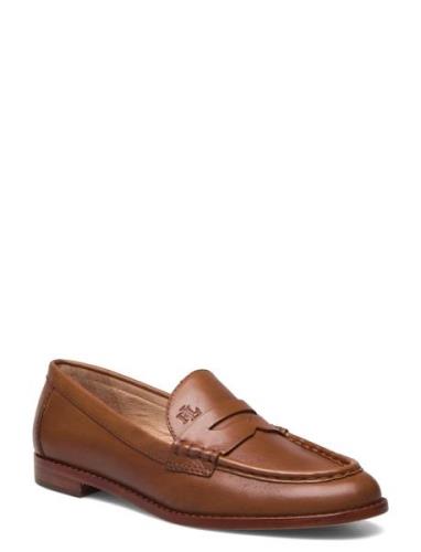 Wynnie Burnished Leather Loafer Loafers Flade Sko Brown Lauren Ralph L...